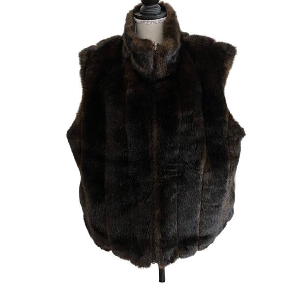 Isabella's Journey Faux Fur Brown Reversible Vest Size L/XL - Picture 1 of 8